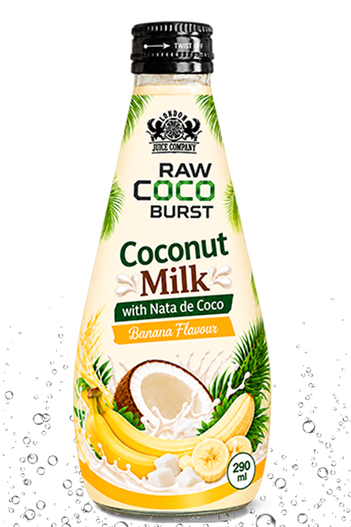 RAW COCO BURST 290ml coconut milk with nata de coco in banana flavour.